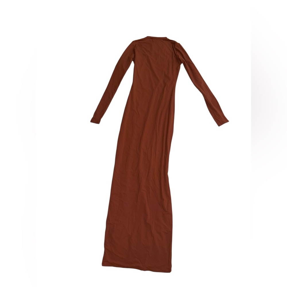 SKIMS Fits Everybody Long Sleeve Crew Mock Neck Midi Dress - Size Medium - Picture 4 of 7